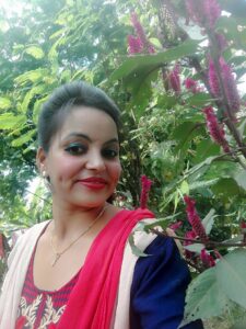 Woman in Nepal in garden.